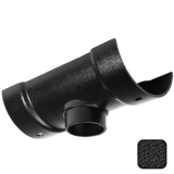 )Half Round Cast Aluminium 76mm Gutter Outlet - Textured Black