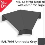 362mm  Aluminium Sloping Coping (Suitable for 271-300mm Wall) - External 135 Degree Angle - RAL 7016 Anthracite Grey