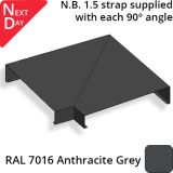 422mm  Aluminium Sloping Coping (Suitable for 331-360mm Wall) - Internal 90 Degree Angle - RAL 7016 Anthracite Grey