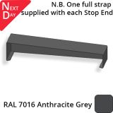 422mm  Aluminium Sloping Coping (Suitable for 331-360mm Wall) - Left-hand Stop End - RAL 7016 Anthracite Grey