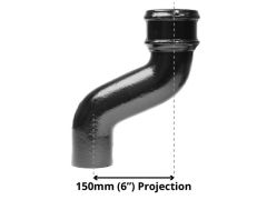 100mm (4") Cast Iron Downpipe Offset 150mm (6") Projection - Black