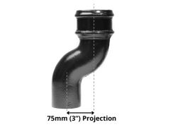 100mm (4") Cast Iron Downpipe Offset 75mm (3") Projection - Black