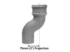 100mm (4") Cast Iron Downpipe Offset 75mm (3") Projection - Primed