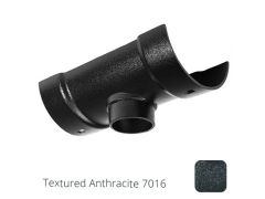 100mm (4") Half Round Cast Aluminium 63mm Gutter Outlet - Textured Anthracite Grey RAL 7016 