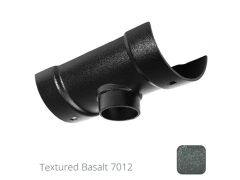 100mm (4") Half Round Cast Aluminium 63mm Gutter Outlet - Textured Basalt Grey RAL 7012 