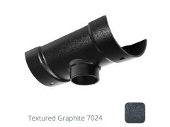 100mm (4") Half Round Cast Aluminium 63mm Gutter Outlet - Textured Graphite Grey RAL 7024 