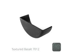 100mm (4") Half Round Cast Aluminium External Stop End - Textured Basalt Grey RAL 7012 