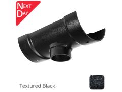 115mm (4.5") Half Round Cast Aluminium 63mm Gutter Outlet - Textured Black