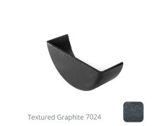 115mm (4.5") Half Round Cast Aluminium External Stop End - Textured Graphite Grey RAL 7024 