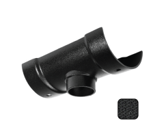 125mm (5") Half Round Cast Aluminium 76mm Gutter Outlet - Textured Black