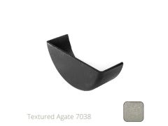 125mm (5") Half Round Cast Aluminium Internal Stop End - Textured Agate Grey RAL 7038