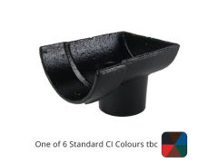 125mm (5") Half Round Cast Iron 75mm (3") Drop End Gutter Outlet - External - One of 6 CI Standard RAL Colours TBC