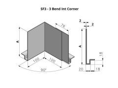 145-244mm SF3 Profile Skyline Aluminium Fascia - Internal Corner