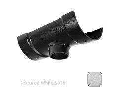 150mm (6")Half Round Cast Aluminium 63mm Gutter Outlet - Textured Traffic White RAL 9016 