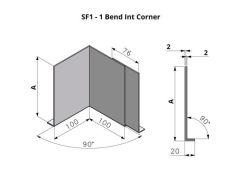 281-380mm SF1 Profile Skyline Aluminium Fascia - Internal Corner