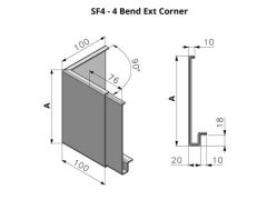 353-452mm SF4 Profile Skyline Aluminium Fascia - External Corner