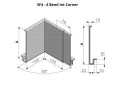 353-452mm SF4 Profile Skyline Aluminium Fascia - Internal Corner