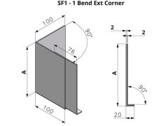 381-480mm SF1 Profile Skyline Aluminium Fascia - External Corner