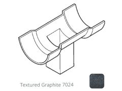 75x75 (3x3") square outlet Cast Aluminium Half Round 115mm (4.5") Gutter Running Outlet - Double Socket - Textured 7024 Graphite