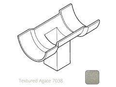 75x75 (3x3") square outlet Cast Aluminium Half Round 115mm (4.5") Gutter Running Outlet - Double Socket - Textured 7038 Agate