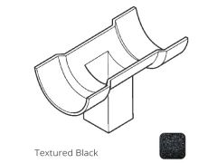 100x75 (4x3") rectangular outlet Cast Aluminium Half Round 125mm (5") Gutter Running Outlet - Double Spigot/Socket - Textured Black 