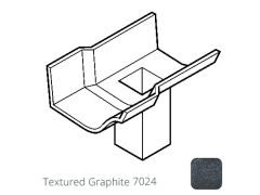 75x75m (3x3") square outlet Cast Aluminium Victorian Ogee 100mm (4") Gutter Running Outlet - Single Spigot/Socket - Textured 7024 Graphite