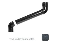 76mm (3") Cast Aluminium Downpipe 900mm (max) Adjustable Offset - Textured Graphite Grey RAL 7024 