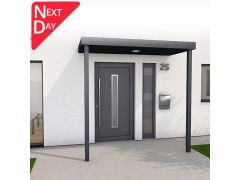 BS250 Aluminium Canopy 201-350x90cm with Side Panel plus LED light - RAL7016 Anthracite Grey