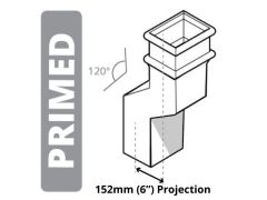Cast Iron 100 x 75mm (4"x3") Square Downpipe 120 Degree Swan Necks (152mm Offset) - Primed