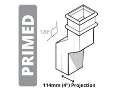 Cast Iron 100 x 75mm (4"x3") Square Downpipe 120 Degree Swan Necks  (114mm Offset) - Primed