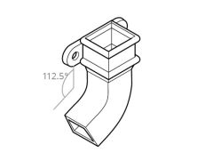 Cast Iron 100 x 75mm (4"x3") Square Downpipe Bend to Left 112.5 Degree with Ears - Primed