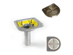 Harmer 2BO/M/RS Aluminium Mini Balcony Outlet, 2"Vertical Spigot and Stainless Steel, Concentric Rings Grate