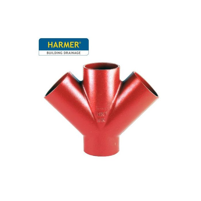 150 x 100 x 100mm Harmer SML Cast Iron Soil & Waste Above Ground Pipe - Double Branch - 45 Degree
