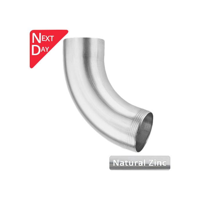 100mm Natural Zinc Downpipe 70 Degree Bend