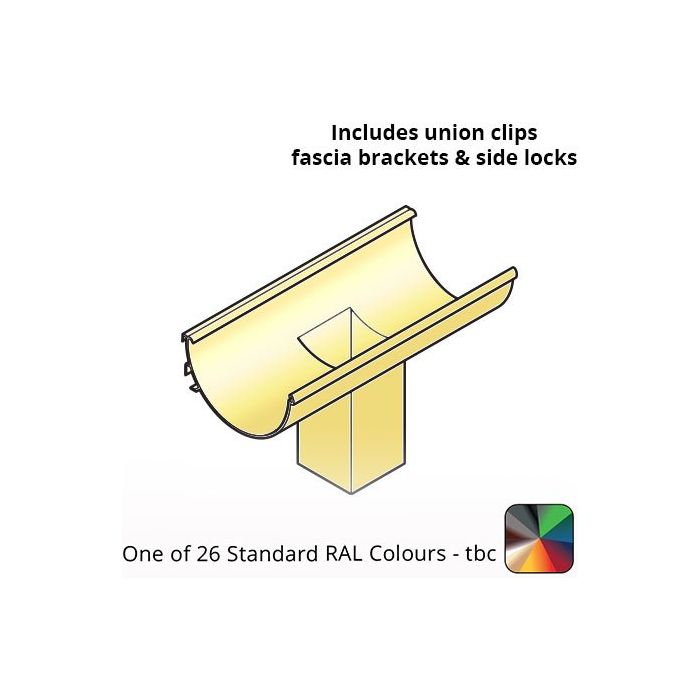 120x60mm Aluminium Aqualine Half Round Running Outlet Assemblies with 75x75mm spigot - One of 26 Standard Matt RAL colours TBC 