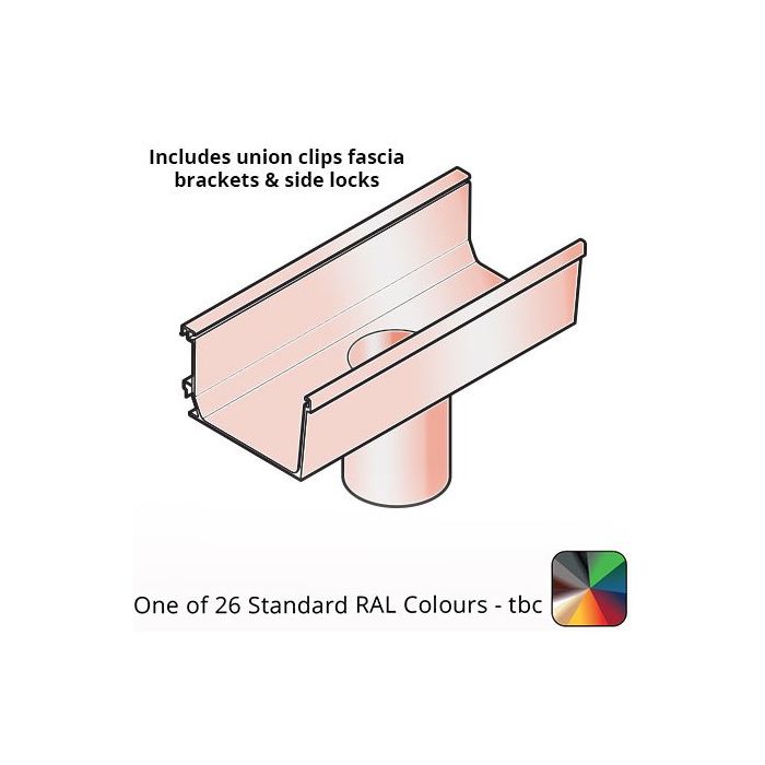 120x80mm Aluminium Aqualine Box Running Outlet Assemblies with 75mm spigot - One of 26 Standard Matt RAL colours TBC 