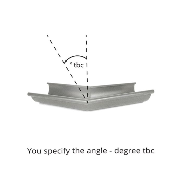 125mm Half Round RAL 9007 'Grey Aluminium' Galvanised Steel degree tbc External Gutter Angle