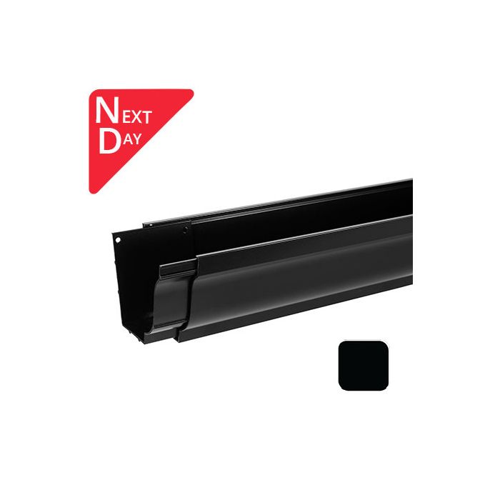 125x100mm SnapFix Aluminium Moulded 3m Gutter Length - RAL 9005M Matt Black 