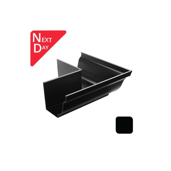 125x100mm SnapFix Aluminium Moulded 90 Degree External Gutter Angle - RAL 9005M Matt Black 