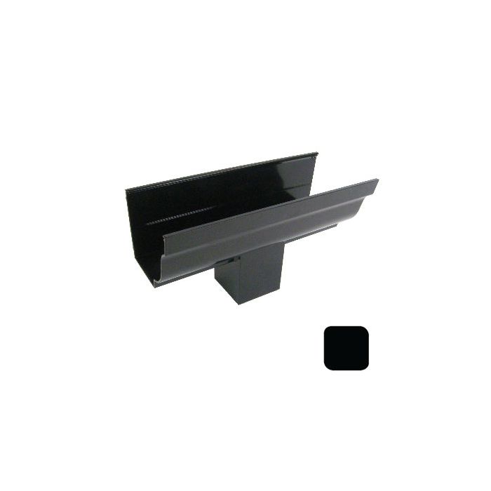 125x100mm SnapFix Aluminium Moulded Gutter Outlet with 76x76mm Spigot - RAL 9005M Matt Black 