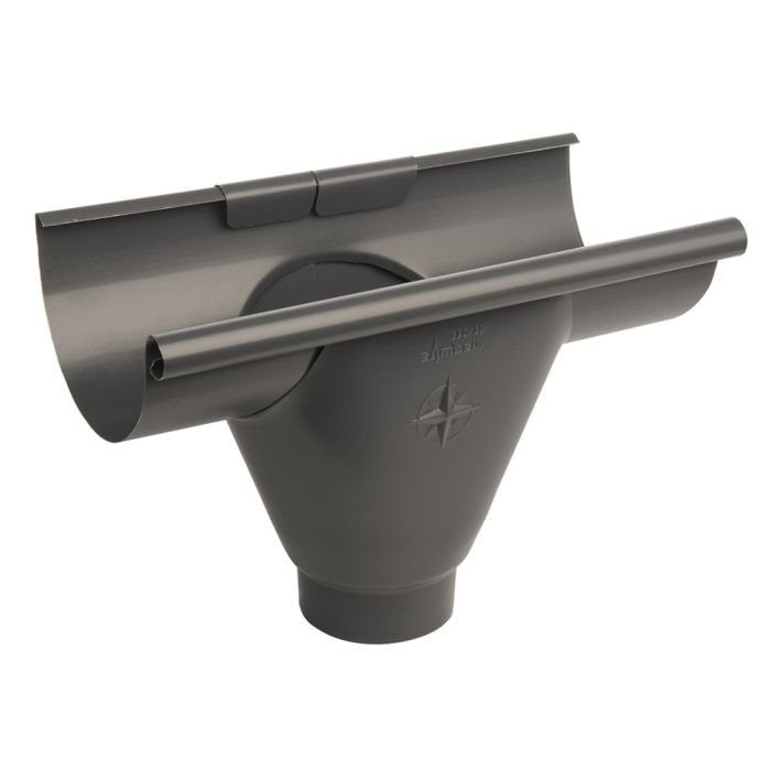 150mm Half Round Anthracite Grey Galvanised Steel 100mm 'prefab' Gutter Outlet