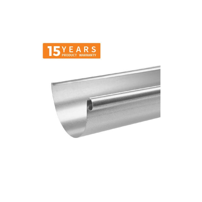 150mm Half Round Galvanised Steel Gutter 3m Length - 15 years Product Warranty