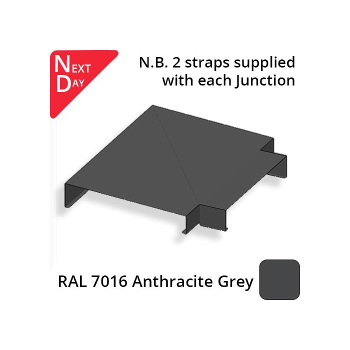 362mm Aluminium Sloping Coping (Suitable for 271-300mm Wall) - Flat T Junction - RAL 7016 Anthracite Grey