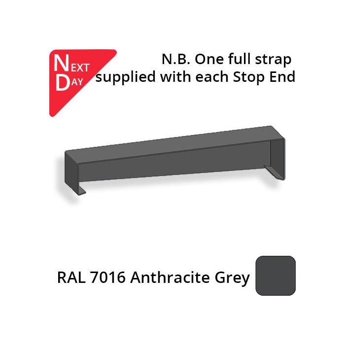 362mm  Aluminium Sloping Coping (Suitable for 271-300mm Wall) - Right-hand Stop End - RAL 7016 Anthracite Grey