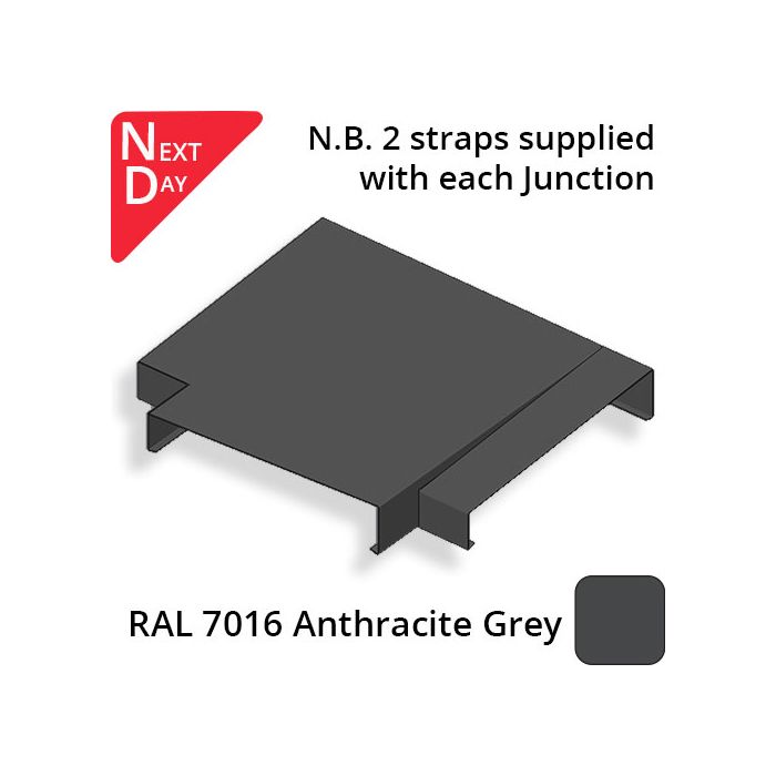 362mm Aluminium Sloping Coping (Suitable for 271-300mm Wall) - Right-hand T Junction - RAL 7016 Anthracite Grey