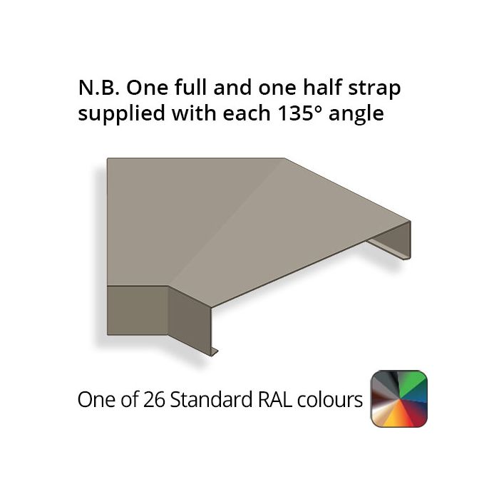 422mm Aluminium Sloping Coping (Suitable for 331-360mm Wall) - Internal 135 Degree Angle - Powder Coated Colour TBC