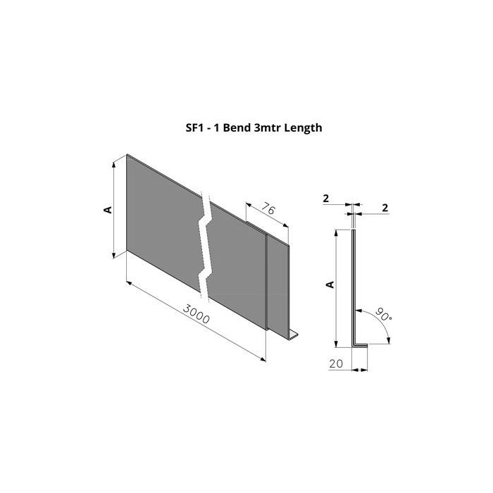 75-180mm SF1 Profile Skyline Aluminium Fascia - 3mtr length (including 1.no union)