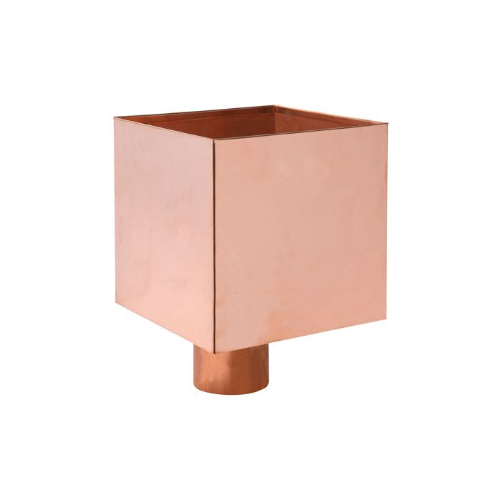 Copper Plain Box Hopper Head 200w x 200d x 200h with 100mm Outlet